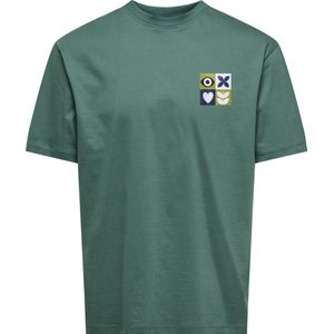Only & Sons - Fred Giroud - T-shirt - Groen - Relaxed Fit