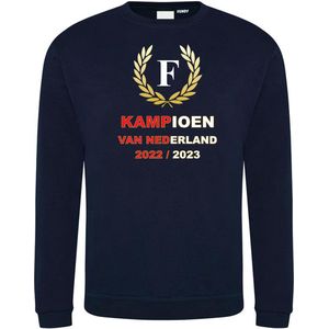 Sweater Krans Kampioen 2022-2023 | Feyenoord Supporter | Shirt Kampioen | Kampioensshirt | Navy | maat XXL