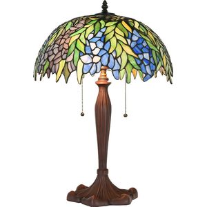 LumiLamp Tiffany Tafellamp Ø 41x60 cm Groen Glas Tiffany Bureaulamp