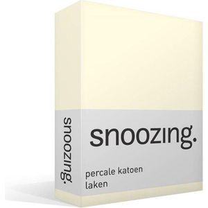 Snoozing - Laken - Lits-jumeaux - Percale katoen - 240x260 cm - Ivoor