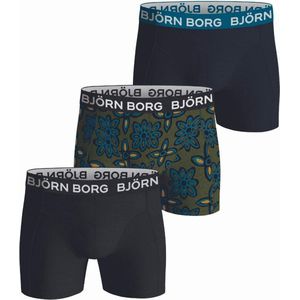 Björn Borg Cotton Stretch Korte short - 3 Pack Zwart-Blauw-Kaki - 10001603-MP003 - 146 - Mannen