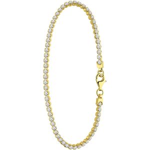 Lucardi Dames Zilveren goldplated armband zirkonia - Armband - 925 Zilver - Goudkleurig - 19 cm