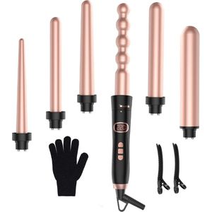 Krultangen 6-in-1 voor verschillende krullen - Keramische styling tools