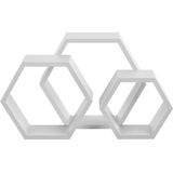 [en.casa]® Design Wandplank driedelige set - wit - model 6