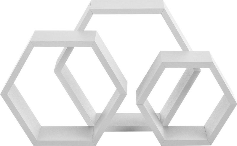 [en.casa]® Design Wandplank driedelige set - wit - model 6