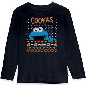 Sesamstraat Cookie Monster Ugly Xmas Premium T-Shirt Kinderen Met Lange Mouwen