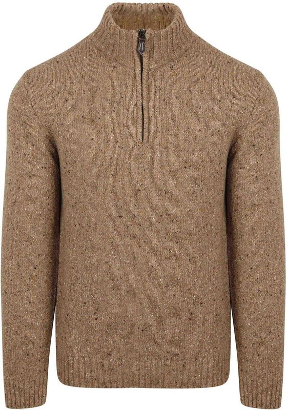 Suitable Half Zip Trui Donnegal Tweed Eco Wool Beige - Maat M - Heren - Schipperstrui - Schipperstrui met rits - Volwassen mannen