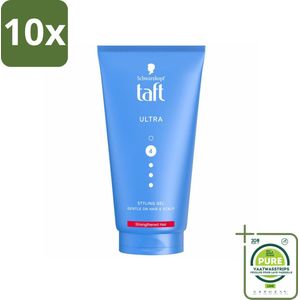 10 x Taft - Ultra 4 - Styling Gel - Stevige fixatie - 150 ml - Grootverpakking - Haar Gel - Stevige Fixatie - Haar Styling - Taft Ultra Gel - Arginine Formule
