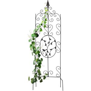 Metaal Trellis HxB: 122x345 cm - Plantensteun voor Klimplanten - In de Grond te Plaatsen - Antiek Plantenklimrek Zwart