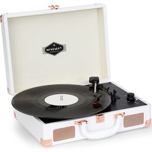 Nostalgy by auna Peggy Sue retro-platenspeler LP USB AUX wit/roze goud-optiek