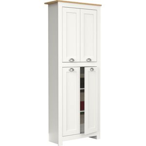 VCM - Balusa - Houten Gangkast - Retro Design - 4 Klapdeuren - 184x72x32cm