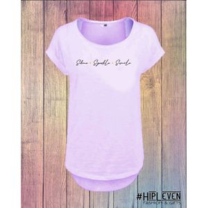 Shirt met print ""Shine * Sparkle + Smile"" | Lila paars / L (40)