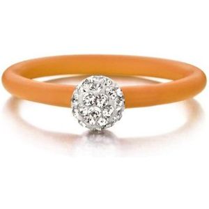 Colori 4 RNG00061 Siliconen Ring met Steen - Kristal Bal 6 mm - One-Size - Oranje