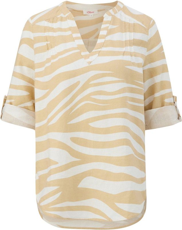 s.Oliver - Blouseshirt - Beige - Dierenprint - Lange Mouw