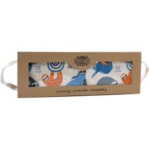 Luxe Lavendel Tarwezak in Geschenkdoos - Kersenpitkussen - Warmtekussen - Luie Luiaard Print