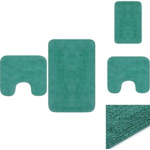 vidaXL Badmattenset - 100% Katoen - Turquoise - 63x93cm - 44x52cm - Anti-slip - Badkameraccessoireset