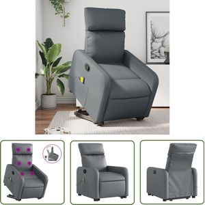 vidaXL Massagerstoel - Sta-op Massagestoel - Sta-op-massagestoel verstelbaar kunstleer grijs - Ergonomische Stoel - Kunstleder Bank - Lounge Stoel