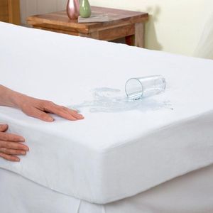 Dekbeddenwereld- waterdichte matrasbeschermer- hoeslaken- badstof- anti- bacteriën- rondom elastiek- geschikt voor boxspring-Lits-jumeaux- 200x220+40cm- wit