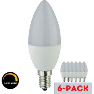 Proventa Dimbare LED Lamp E14 - Lichtkleur dimbaar - Voordeelverpakking - 6 x LED Kaarslamp