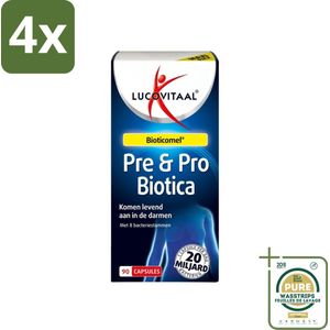 Lucovitaal - Pre & Probiotica - Bioticomel - 20 Miljard Bacteriën - 90 Capsules - Voordeelverpakking - 4 stuks - Prebiotica - Spijsvertering