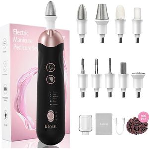 Professionele Manicure- en Pedicureset met Elektrische Nagelvijl en LED-verlichting - 10 Opzetstukken voor Perfecte Nagelverzorging
