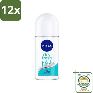 Nivea - Deodorant - Roller - Dry Fresh - 48 Uur Lang Werkend - 50 ml - Voordeelverpakking - 12 stuks - 48 uur bescherming - Droogheid