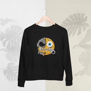 Feel Free - Halloween Sweater - Smiley: Gezicht met ritssluiting - Maat L - Kleur Zwart