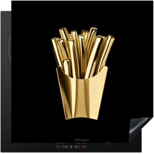 KitchenYeah® Inductie beschermer 60x60 cm - Patat - Goud - Chrome - Eten - Kookplaataccessoires - Afdekplaat voor kookplaat - Inductiebeschermer - Inductiemat - Inductieplaat mat - Keuken decoratie