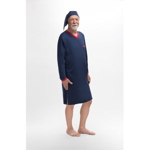 Martel Sylwester heren nachthemd met slaapmuts blauw L