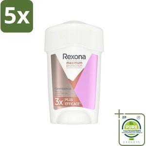 5 x Rexona Women - Deodorant Stick - Maximum Protection Confidence - Anti-transpirant - 45 ml - Grootverpakking - Anti-transpirant - Vrouwen - Bescherming - Zweet - Geur