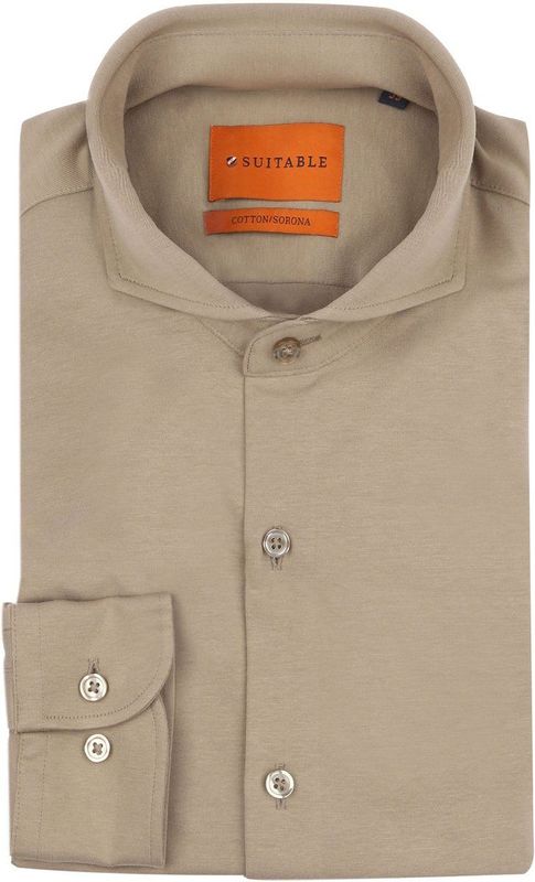 Suitable - Overhemd - Beige - Slim-Fit - Heren