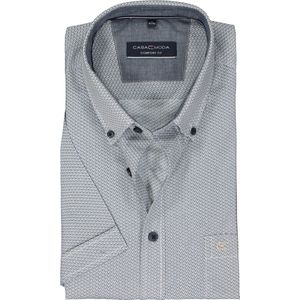 CASA MODA - Sport Comfort Fit - Overhemd - Wit met Donkerbruin Dessin - Korte Mouw - Strijkvriendelijk