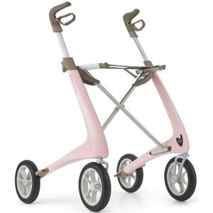 Rollator Acre Carbon Ultralight M, Pale Rose, met kleine organizer bag