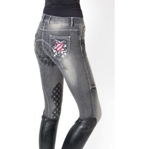 PFIFF rijbroek Starshine met antislip 176 Denim zwart