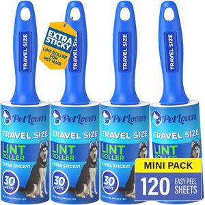 Mini Pluisrollen voor Reizen - 4 Stuks, Ideaal voor Dierenhaar en Vuilverzameling