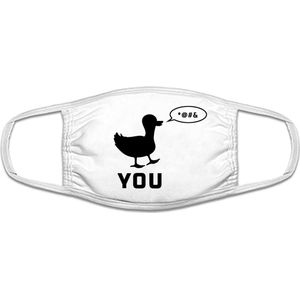 Duck you mondkapje | dieren | grof | eend | gezichtsmasker | bescherming | bedrukt | logo | Wit mondmasker van katoen, uitwasbaar & herbruikbaar. Geschikt voor OV