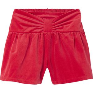 Meisjesshort - Rood - Glad Fluweel - Geknoopt Effect Vooraan