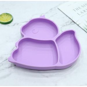 Handig en grappig siliconen Eekhoorn baby bordje met vakjes en zuignap | Babybordje | Kinderbordje | kleur paars | BPA en PVC vrij bord