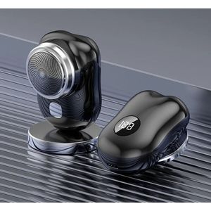 Mini-scheerapparaat, draagbaar mini-elektrisch scheerapparaat met display, elektrisch scheerapparaat voor heren, lichtgewicht zakscheerapparaat, USB-oplaadbaar, geschikt voor gezinsgebruik, reizen (zwart)