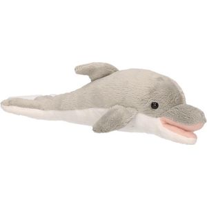 Pluche grijze dolfijn knuffel 26 cm - Dolfijnen zeedieren knuffels - Speelgoed voor kinderen
