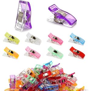 100 stuks naaiclips - veelkleurige naaiclipset voor naaien/quilten - plastic stoffen clips in verschillende kleuren - knutselclips voor knutselen en breien haken - doe-het-zelf hangende objecten