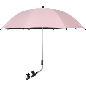 Kinderwagen parasol met verstelbare klem, buggy paraplu met clip op bevestigingsapparaat UPF 50+, voor kinderwagens (roze)