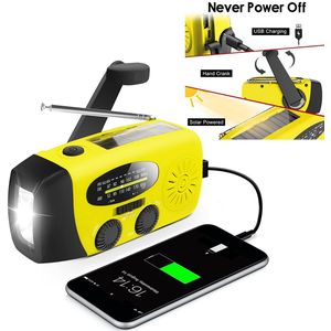 Zonne-energie Noodradio met Handcrank - AM/FM Radio met 3 LED Zaklamp & 2000mAh Powerbank | Waterdichte sradio met Telefoonoplader | Ideaal voor Noodgevallen en Buitenactiviteiten