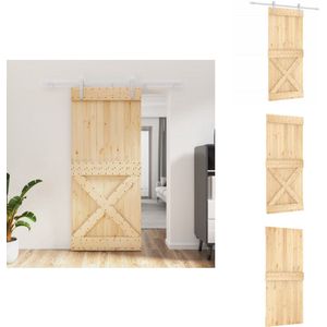 vidaXL Schuifdeur - Schuifdeuren - Binnendeur - Binnenschuifdeur - Schuifdeur met beslag 90x210 cm massief grenenhout
