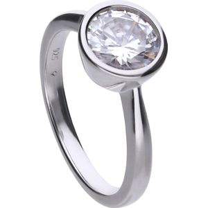 Diamonfire - Zilveren ring met steen Maat 19.0 - Steenmaat 8 mm - Kastzetting