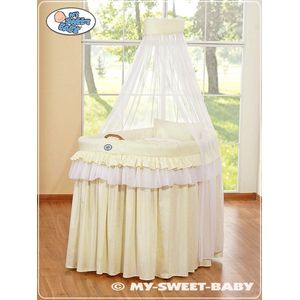 Hoesset 4 stuks voor Moses Basket Rieten wiegje - Kleine Prins Prinses creme