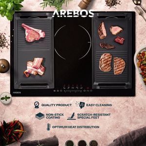 AREBOS Grillplaat Grillpan Inductie grillplaat Gietijzeren grillpan BBQ