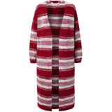 Janet & Joyce - Dames - Vest extra lang open model blokstrepen - Rood - Maat 42+