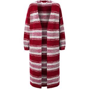 Janet & Joyce - Dames - Vest extra lang open model blokstrepen - Rood - Maat 42+