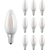 Ledvance - LED Filament Kaarslamp E14 - Mat Glas - 4W 470lm 2700K - Geschikt voor Klassiek Interieur - 10 Stuks